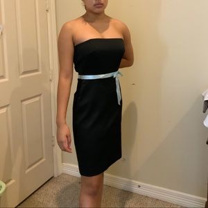 Strapless black cocktail dress